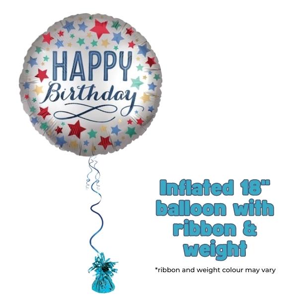 18" Happy birthday Satin Stars Foil Balloon