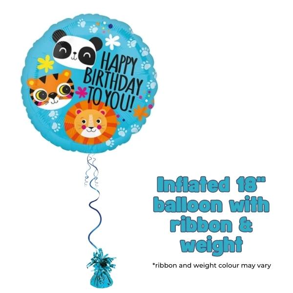 18" Lion Tiger And Pander Birthday Foil Balloon
