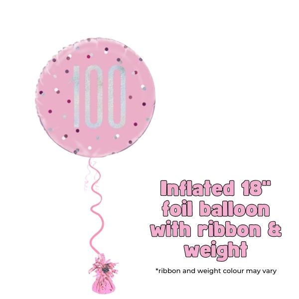 18" Pink Glitz Happy 100th Birthday Foil Balloon