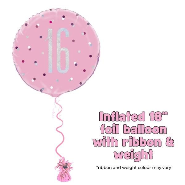 18" Pink Glitz Happy 16th Birthday Foil Balloon