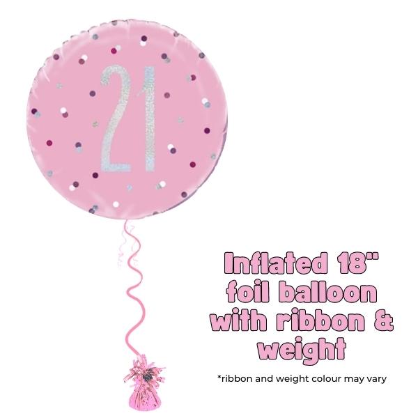 18" Pink Glitz Happy 21st Birthday Foil Balloon
