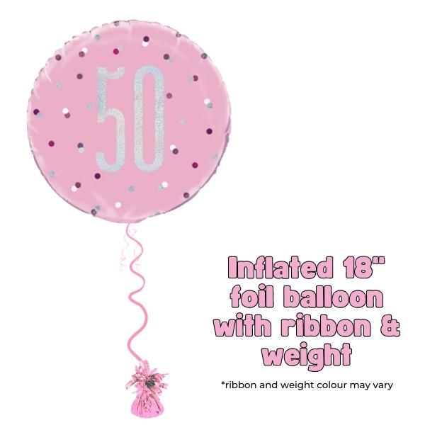 18" Pink Glitz Happy 50th Birthday Foil Balloon