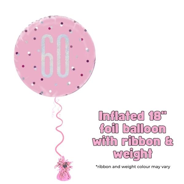 18" Pink Glitz Happy 60th Birthday Foil Balloon