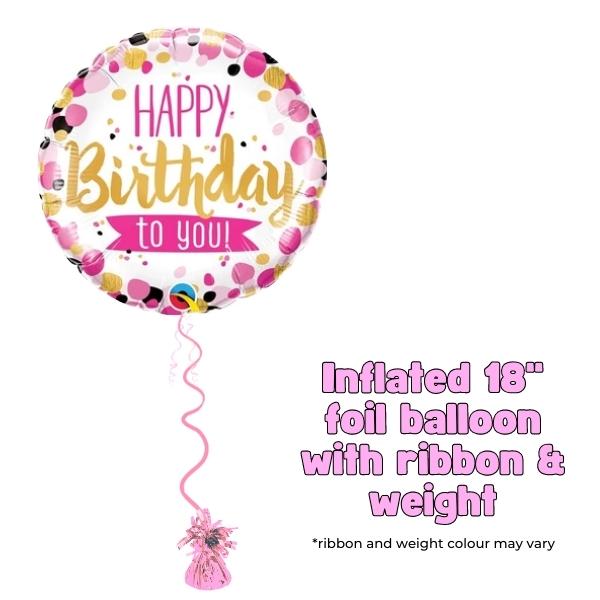 18" Pink & Gold Happy Birthday To You Foil Balloon