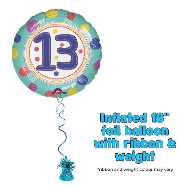 18" Spot On 13th Happy Birthday Foil Balloon