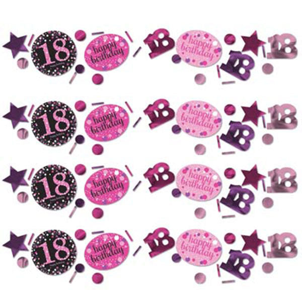 Pink Celebration 18th Happy Birthday Confetti 3pk