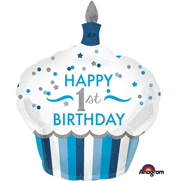 1st Birthday Cupcake Boy Supershape Balloons