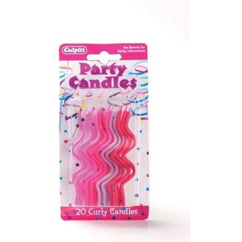 20 Pink Curly Candles