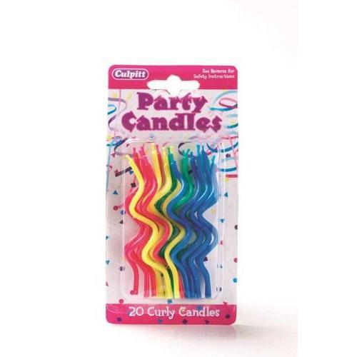 20 Primary Coloured Curly Candles