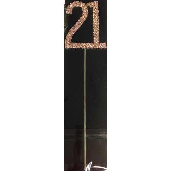 21 Pink Diamante Number Cake Picks