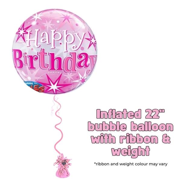 22" Pink Starburst Birthday Bubble Balloon