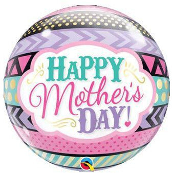 Happy Mother Day Dots And Stripes Single Bubble Balloon