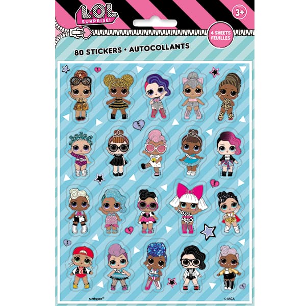 LOL Doll Surprise Sticker Sheets 4pk