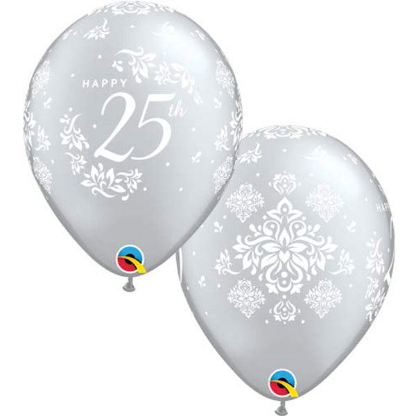 25th Anniversary Damask Latex Balloons 6ct