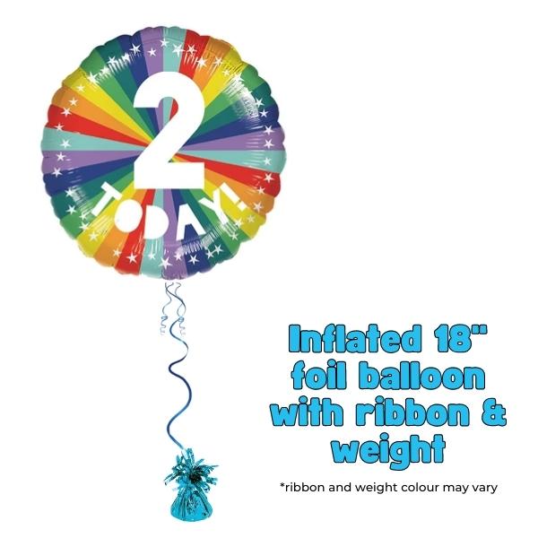 18" 2nd Birthday Bright Rainbow Foil Balloon