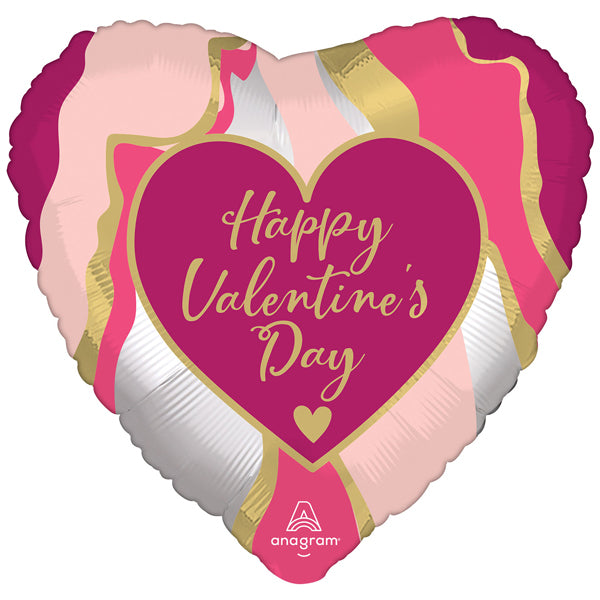 18" Happy Valentines Day Marble Abstract Foil Balloon