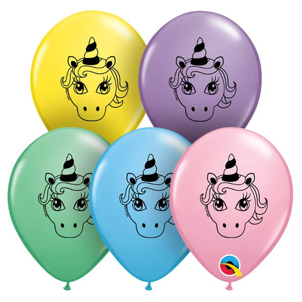 5" Unicorn Head Latex Balloons 100pk