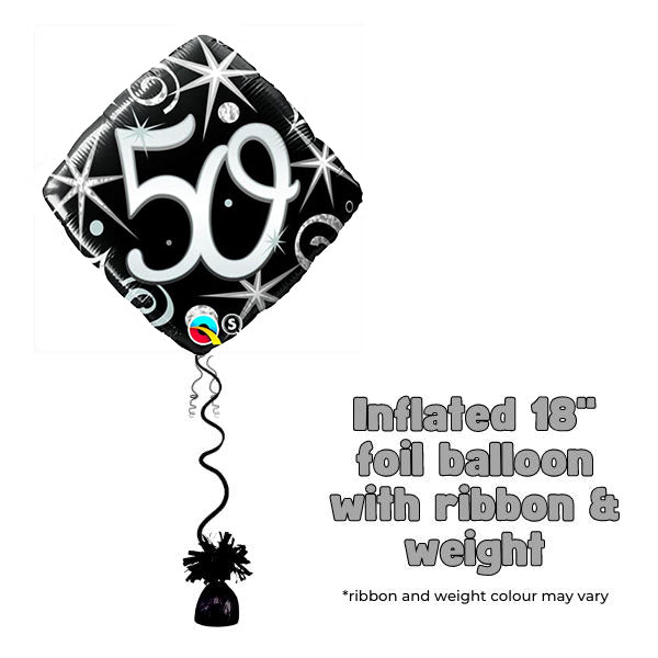 18" 50th Elegant Sparkles & Swirls Foil Balloon