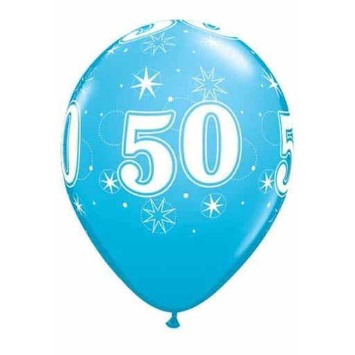 50 Robins Egg Blue Sparkles Latex Balloons 25ct