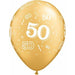 50th Birthday Gold Latex Balloons x25