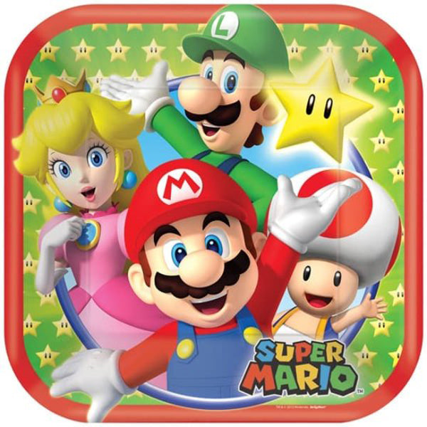 18cm Super Mario Paper Plates 8pk