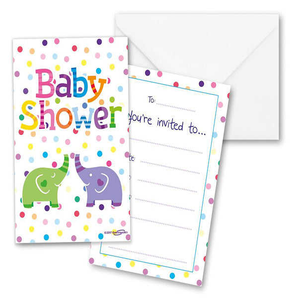 Baby Shower Elephants Invitations 8pk