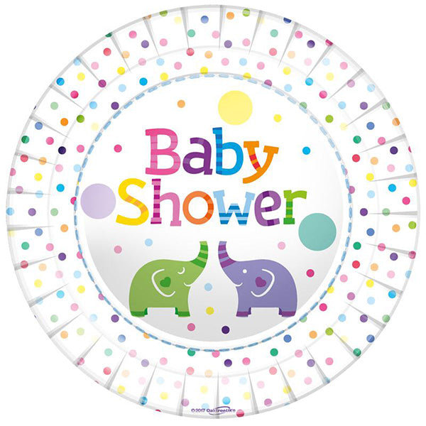 9" Baby Shower Elephants Paper Plates 8pk