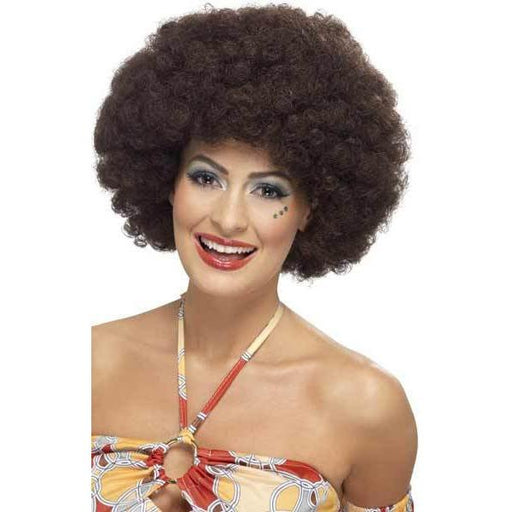 70s Brown Curly Afro Wig