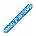 7th Birthday Blue Holographic Banner