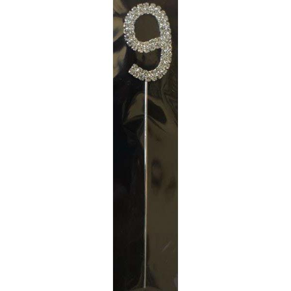 9 Diamante Number Cake Picks