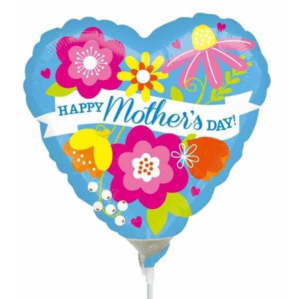 9 Inch Happy Mothers Day Blue Air Fill Balloon