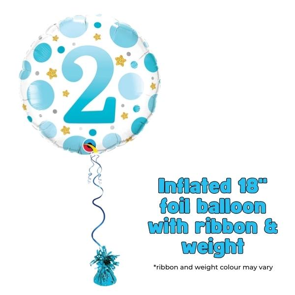 18" Age 2 Blue Dots Birthday Foil Balloon