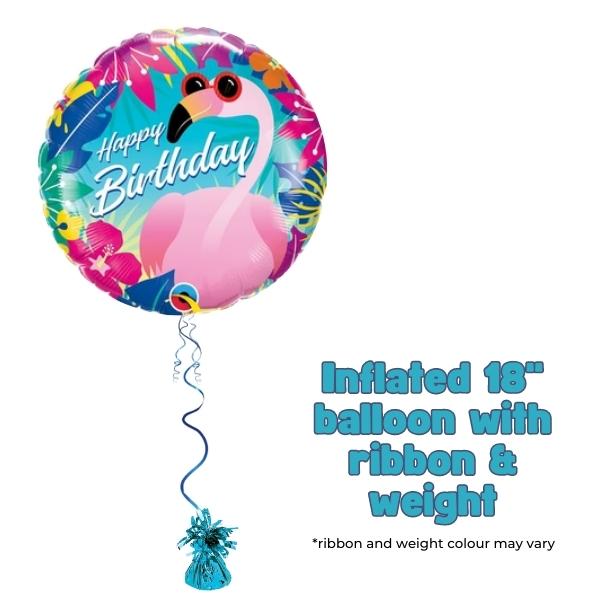 18" Happy Birthday Tropical Flamingo Foil Balloon