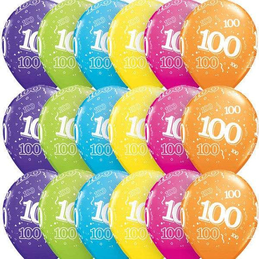 Age 100 Tropical Assorted Latex Balloons 6ct