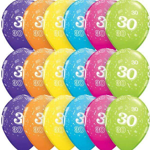 Age 30 Tropical Assorted Latex Balloons 6ct