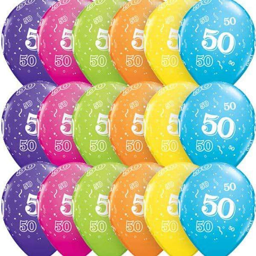 Age 50 Tropical Assorted Latex Balloons 6ct