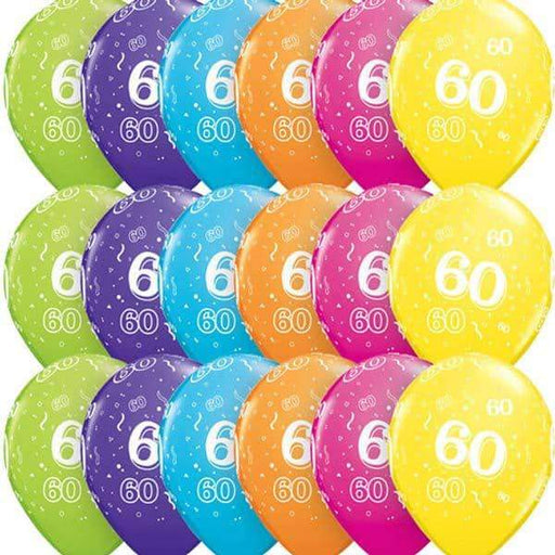 Age 60 Tropical Assorted Latex Balloons 6ct