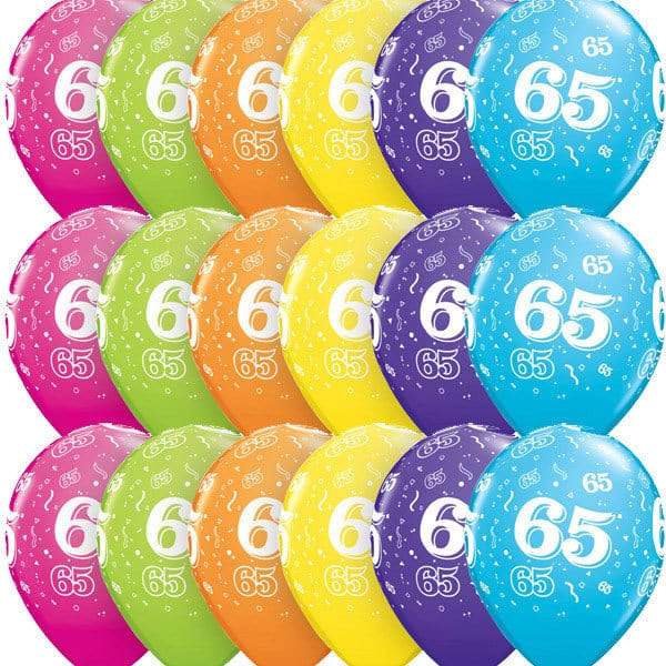 Age 65 Tropical Assorted Latex Balloons 6ct