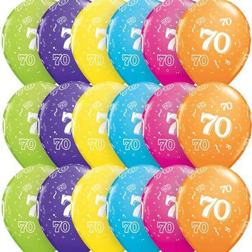 Age 70 Tropical Assorted Latex Balloons 6ct