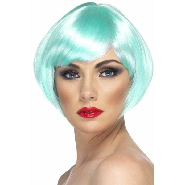 Aqua Short Female Babe Bob Wigs With Fringe