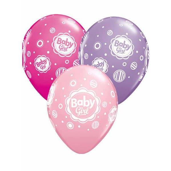 Baby Girl Dots Latex Balloons 6ct