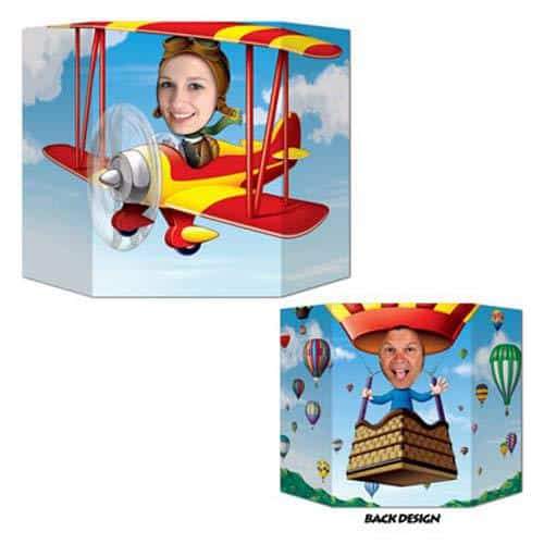 Biplane And Hot Air Balloon Double Sided Photo Prop