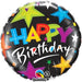 Birthday Brilliant Stars Black Foil Balloon