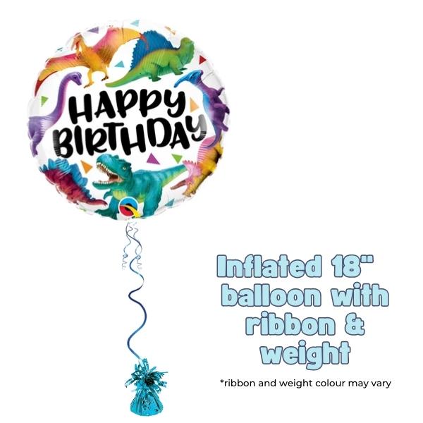 18" Colourful Dinosaur Happy Birthday Balloon