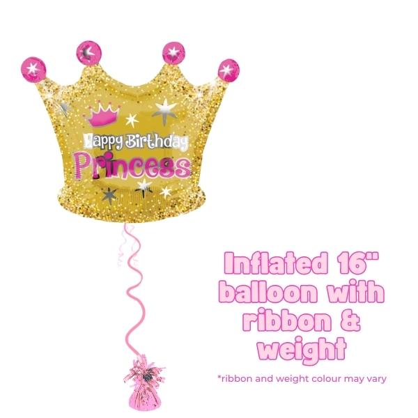 16" Gold Crown Birthday Foil Balloon