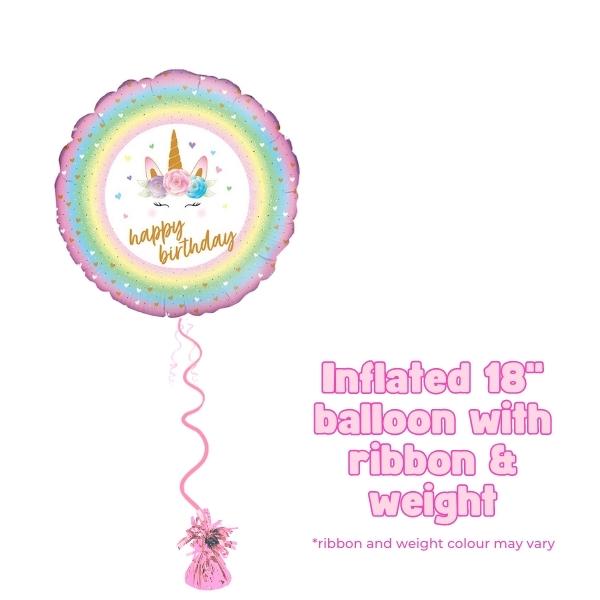18" Flowers Unicorn Happy Birthday Foil Balloon