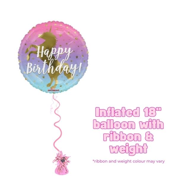 18" Golden Unicorn Birthday Foil Balloons