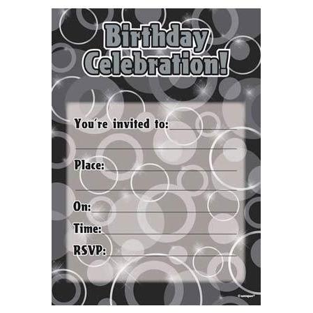 Black Glitz Birthday Celebration Invitations