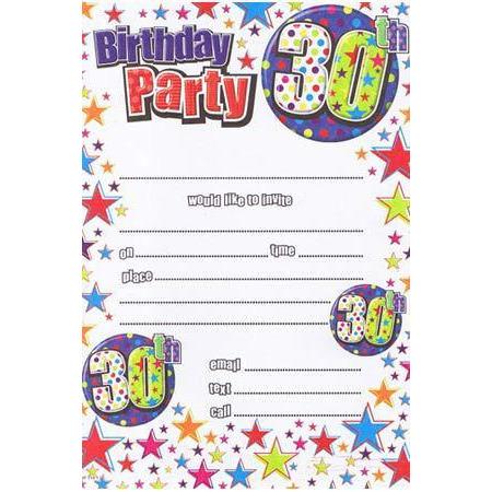 Blue 30th Birthday Party Invitations