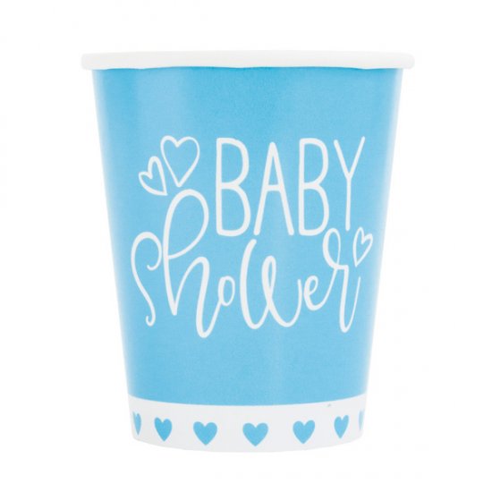 9oz Blue Baby Shower Hearts Paper Cups 8pk